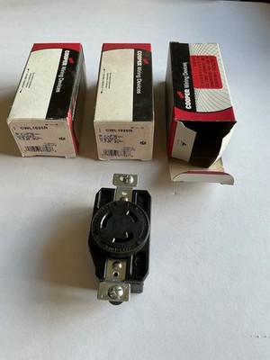 (3) COOPER Wiring Devices # CWL1020R / 3 POLE, 3 WIRE, 20 A, RECEPTACLE. (BLACK)
