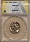 Exceptional 1936 S Buffalo Nickel - ANAC MS65