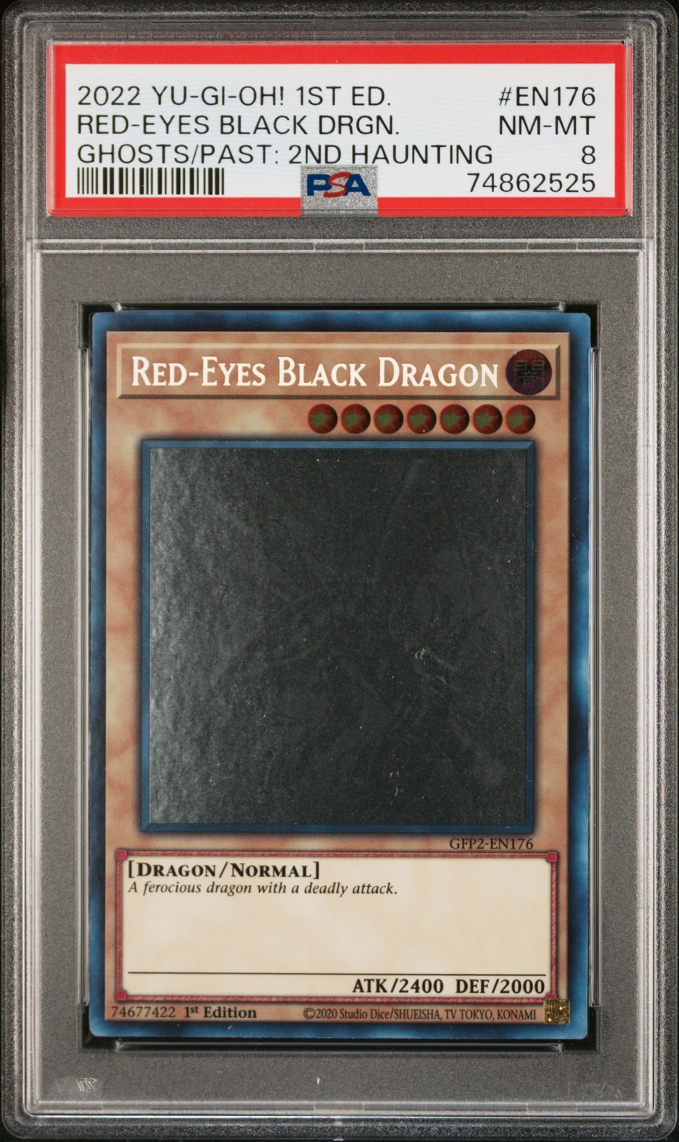 Red-Eyes Black Dragon (Ghost Rare) #GFP2-EN176 PSA 8 view 1