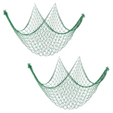Fishing Net Decor, 2 Pack 80" x 40" Fish Net Decor Party Accessory, Green