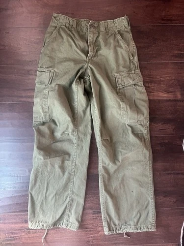 Vintage 1969 Vietnam OG 107 Cargo Rip Stop Poplin Pants US Military XS 27”