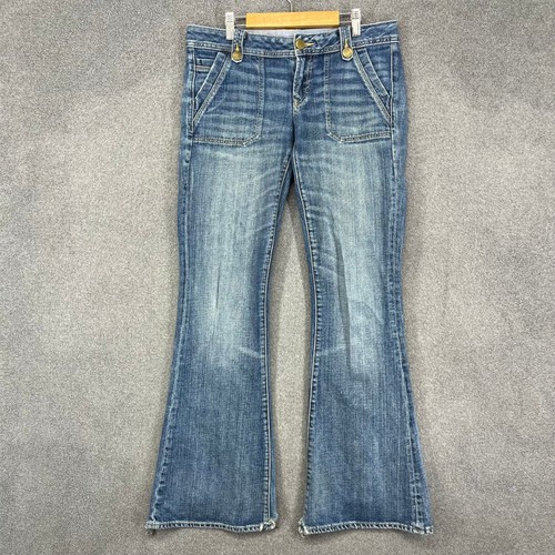 Gap 1969 Womens Flare Jeans Blue Medium Wash Patch Pocket Low Rise 27/4