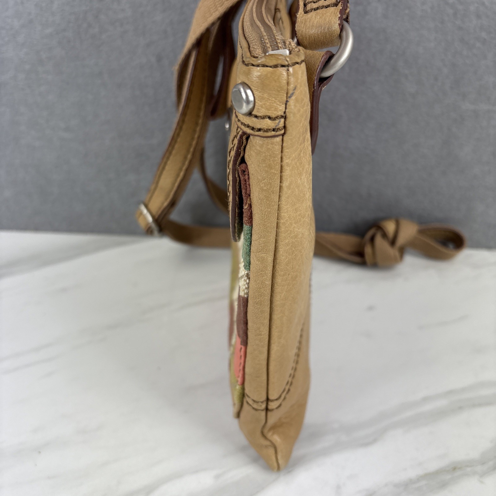 Fossil Maddox Patchwork Colorblock Lt Tan Leather… - image 6