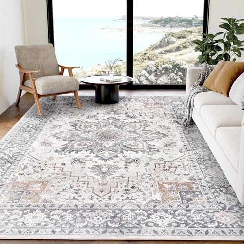 5x7 Area Rugs, Washable Living Room Rug Low-Profile with Non-Slip Backing & - Picture 2 of 7