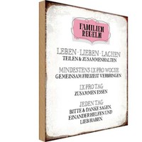 Holzschild 30X20 Cm Familien Regeln Leben Lieben Familie Freunde Deko Geschenk H