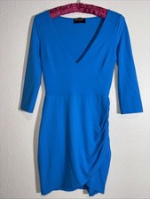 Nasty Gal Blue Sexy Cocktail Dress Size Small V-Neck Bodycon Party Made In 🇺🇸