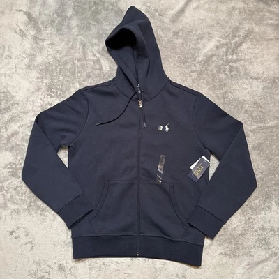 Polo Ralph Lauren Men's Size M Blue Double Knit Full Zip Hooded Knit Hoodie - Image 1 of 4