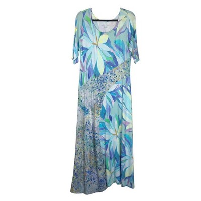 Soft Surroundings Womens Stella Watercolor Maxi Dress Size Lp Vacation Resort