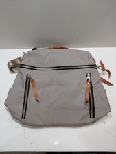 Gray Brown Backpack Polyester Adjustable Strap Zipper Outer Pockets