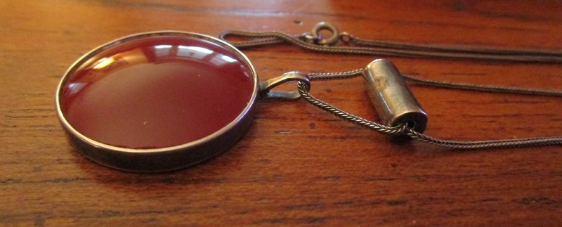 Vtg 1976 Eve Alfille Sterling & Stone Carnelian? Necklace Pendant Signed Solari