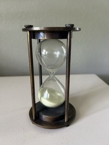 Vintage Brass Hourglass Timer 30 Minute 5” Tall