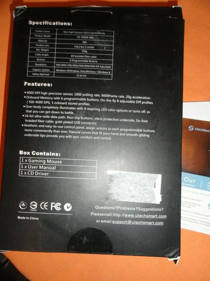 Gaming Mouse MARS 4000 DPI USB Red Color Laptop  - Image 3 of 3