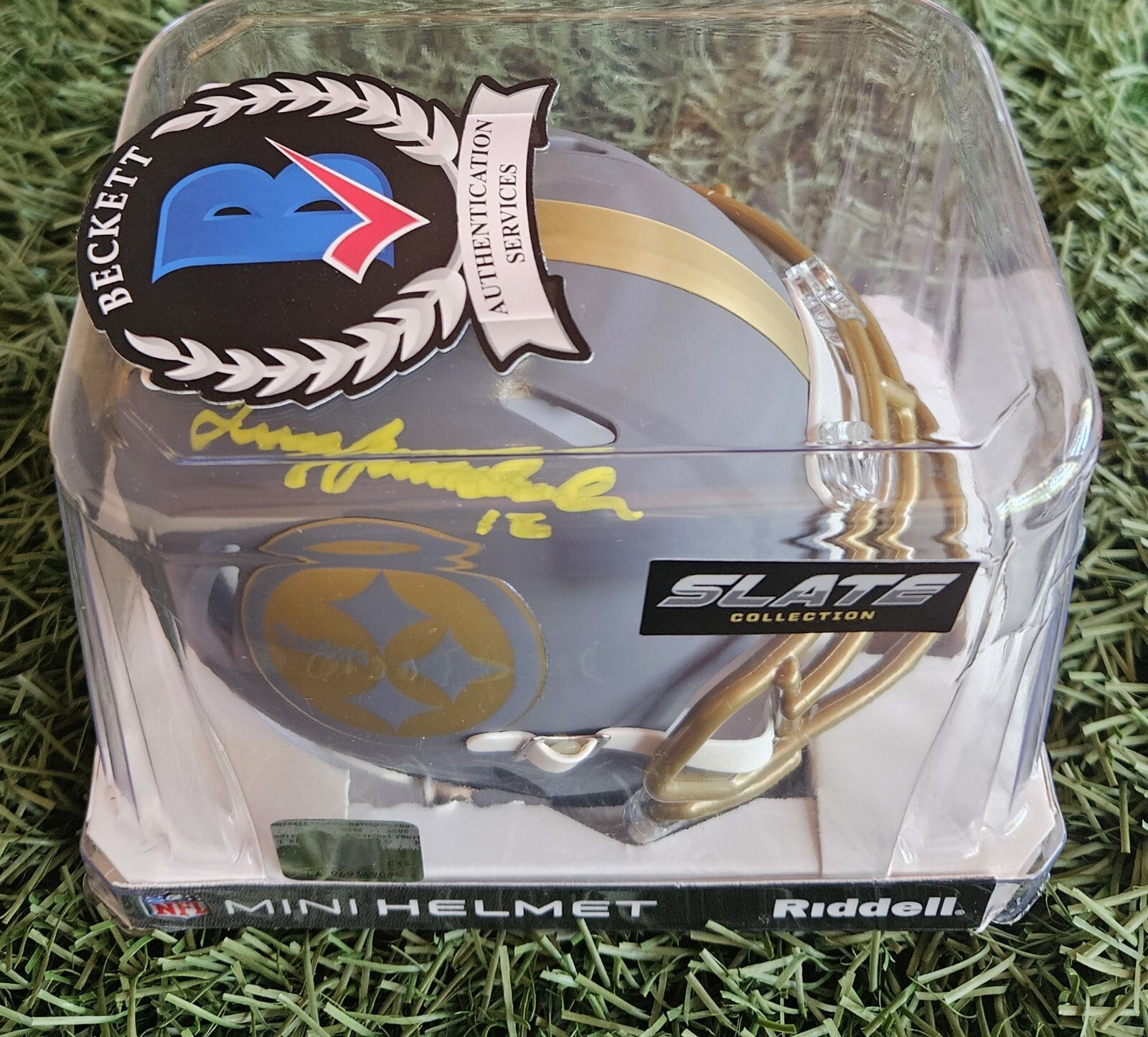 Terry Bradshaw Autographed Signed Pittsburgh Steelers Slate Mini Helmet Beckett Auth 