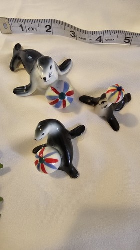 Vintage Bug House Porcelain Figurines Miniature Circus Seals 3 Set Collection - Picture 2 of 5