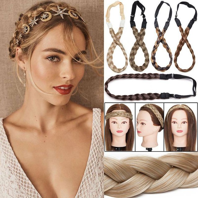 Real Natural Braided Hair Bands Head Sweaty Headband Elastic Hair