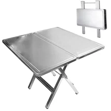 Portable Folding Table - Stainless Steel, Anti-Rust, Indoor/Outdoor Square Shape