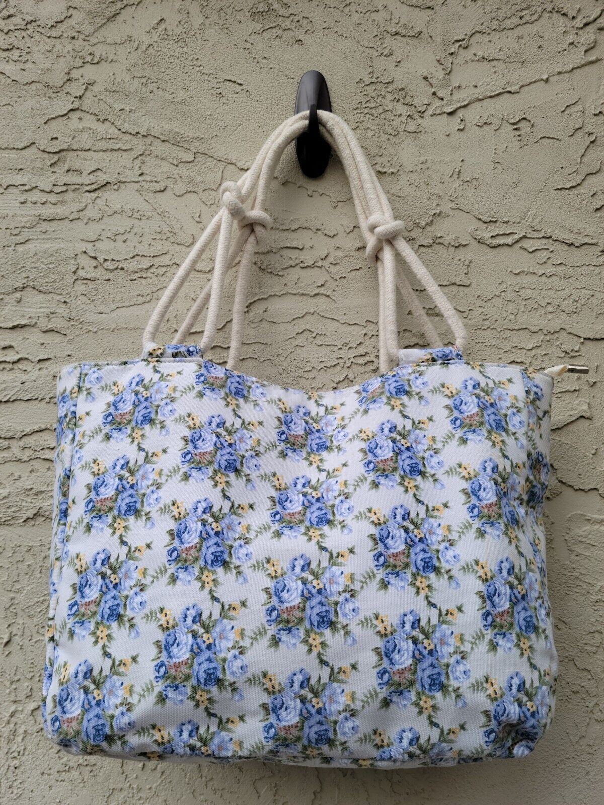 Farmhouse Is My Style Blue Rose Floral Tote - image 4