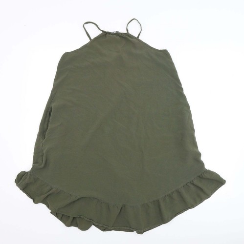 M&S Collection Womens Green Viscose Blend A-Line Size 10 High Neck - Picture 2 of 12