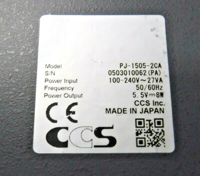 CCS PJ-1505-2CA Machine Vision LED Power Supply (100-240V, 50/60Hz