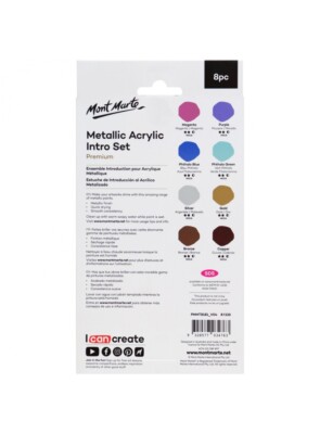 Acrylic Paint Mont Marte Metallic Intro Set - 8 Colors X 18ml Tubes For Craft & Art Acrylic Paints Miniatures - Foto 3