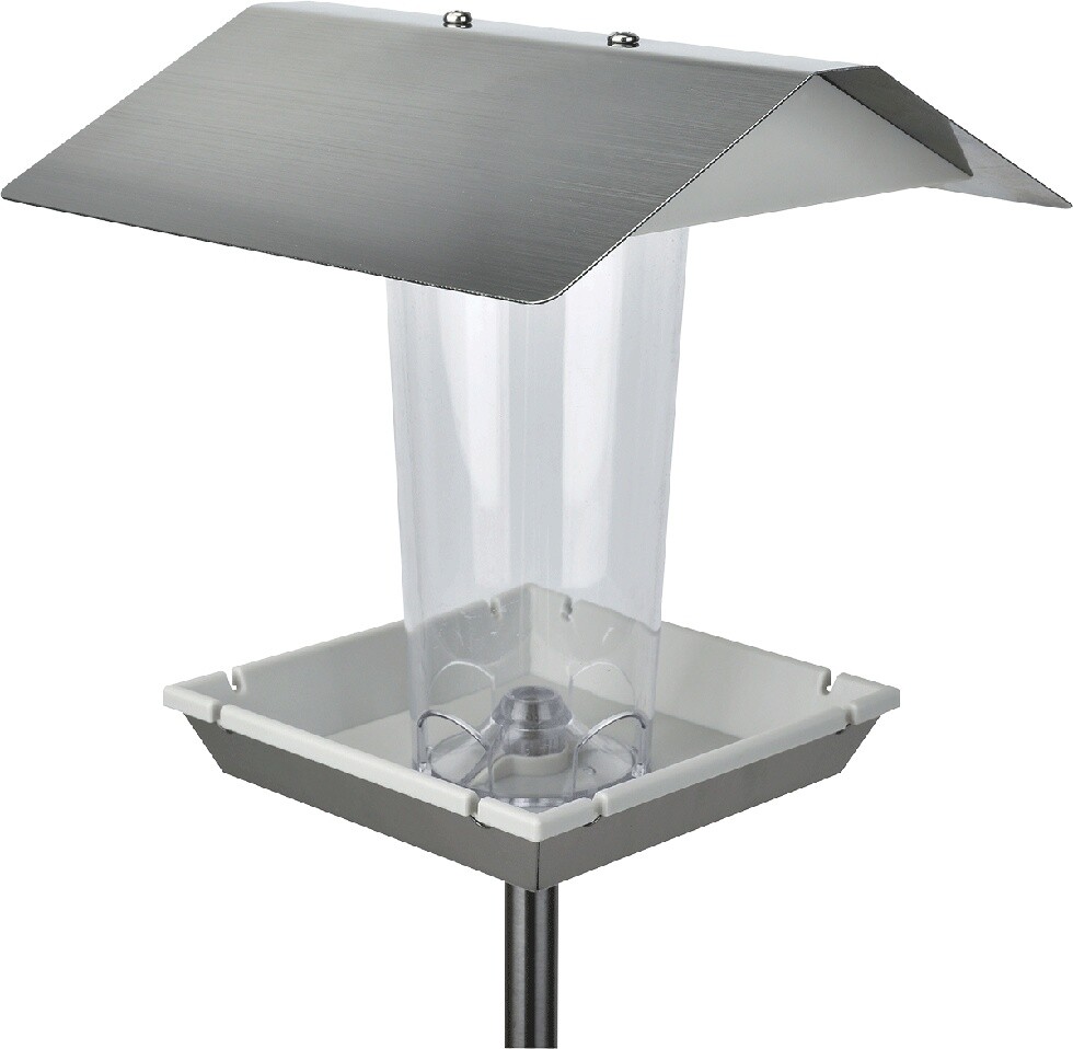MeLiTec Vogelfutterhaus Edelstahl - Wetterfeste Futterstation 170cm Für Garten