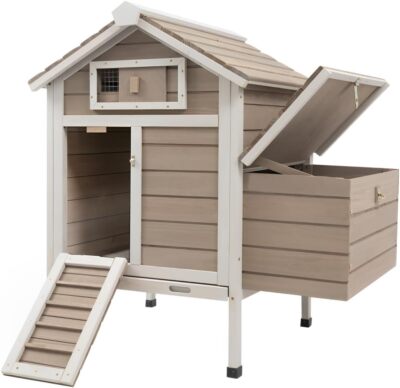 Chicken Coop Rabbit Hutch with Removable Trays Raised Hen House with Nesting Box