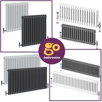 Traditional 2 Column Radiator Vertical Horizontal Rad Cast Iron Style White Grey