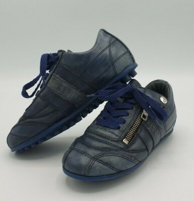  DIRK BIKKEMBERGS Leder Sneaker Reißverschluss Blau Größe 27 / 28 Designerschuhe