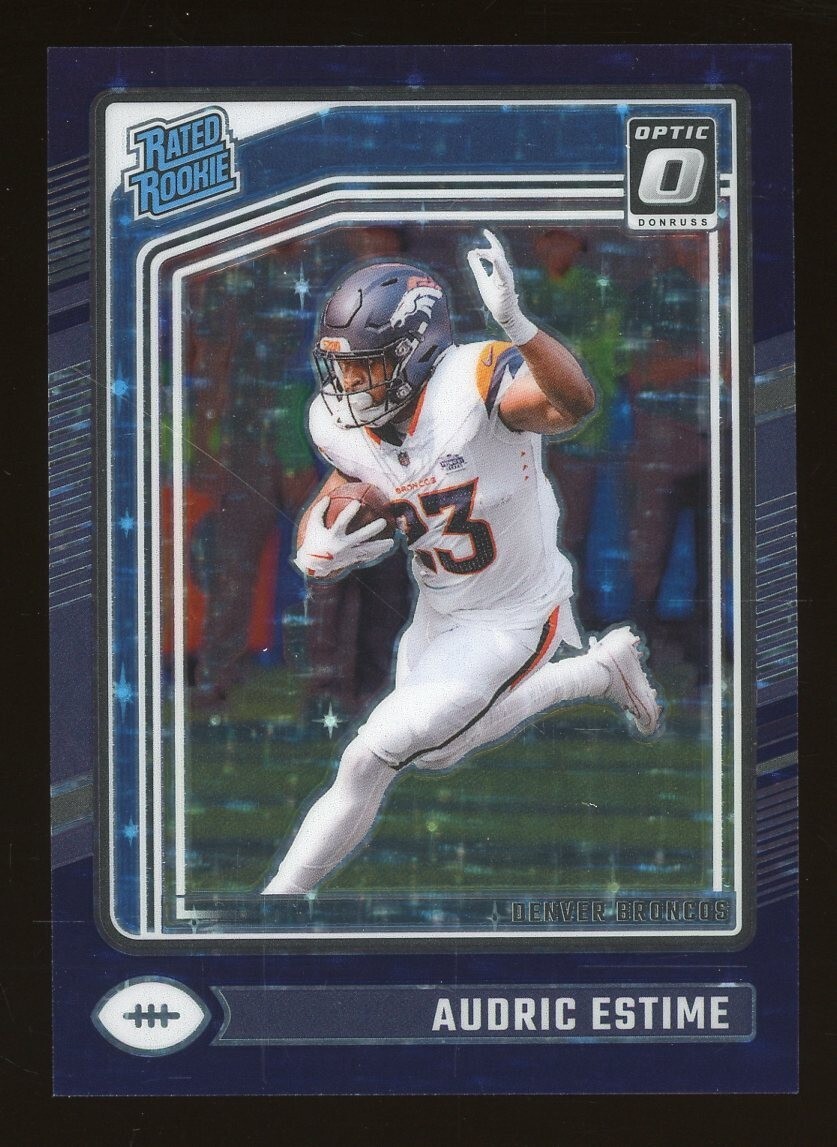 2024 Donruss Optic Purple Stars Prizm #206 Audric Estime Broncos RC Rookie 7/15