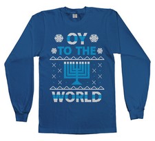 Oy To The World Hanukkah Youth Long Sleeve T-Shirt Jewish Holiday Gift