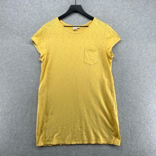 GAP Dress Womens Size Large Yellow Short Short Sleeve Round Neck Pocket - Picture 1 of 9