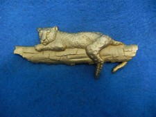 Nicely Made Leopard Cat on a Branch Gold Tone Pin/Brooch