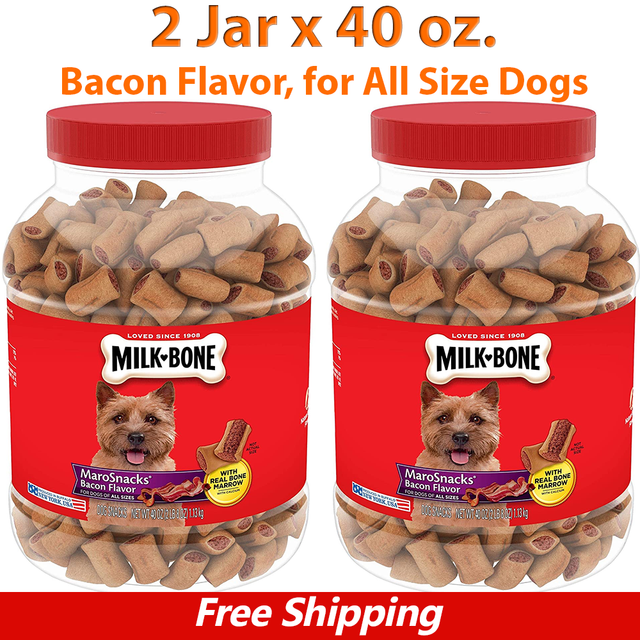 MilkBone MaroSnacks Dog Treats with Real Bone Marrow, Bacon Flavor, 2 Pk x 40oz eBay