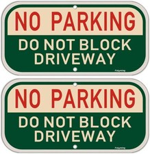 2 Pcs No Parking Do Not Block Driveway Sign Metal Reflective Easy Mounting Alumi
