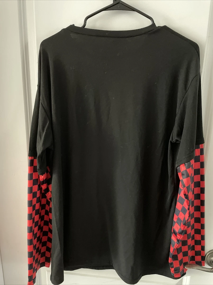 Long sleeve checkered t cheap shirt
