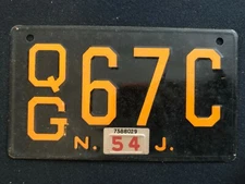 1953-54 General Mills Wheaties Tin Mini Bicycle License Plate - New Jersey 