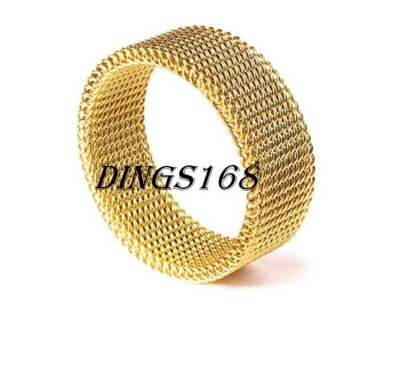 18K Gold Filled Tarnish-Resistant Flexible 9mm wide Woven Mesh Band Ring Z241