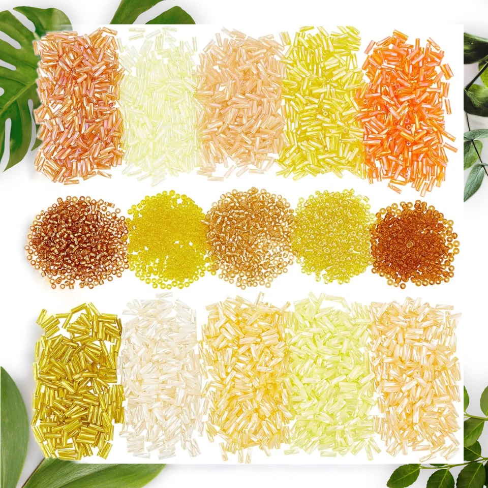 Kit para hacer joyas hágalo usted mismo - 3500 cuentas de semillas amarillas, 2000 cuentas de corneta Gl, 1500 Foto 2 de 4