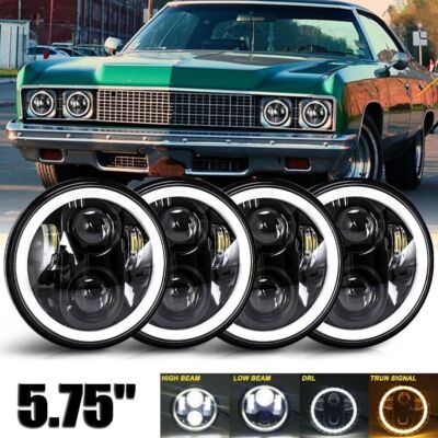 4PCS 5 3/4'' 5.75'' for Chevrolet Corvette C1 C2 C3 LED Headlights Hi-Lo Beam DRL