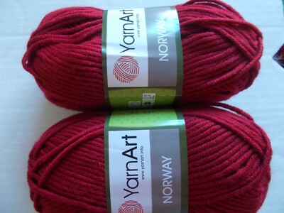 YarnArt Norway bulky yarn, Deep Red (Wine), lot of 2, (114 yds each)
