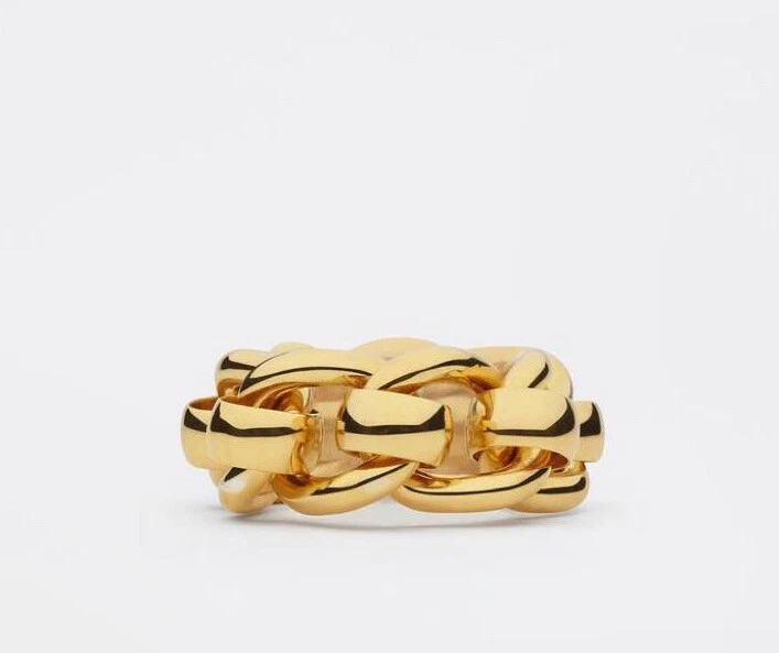 NWB $760 Bottega Veneta Gold Plated Sterling Silver Ring Size 13 (6 US) 649232