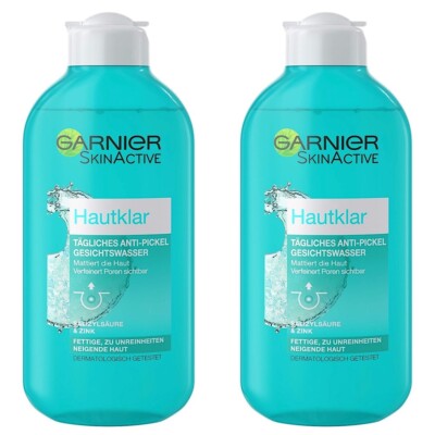   Garnier Hautklar Tägliches Anti-Pickel Gesichtswasser Reinigung 2x 200ml  