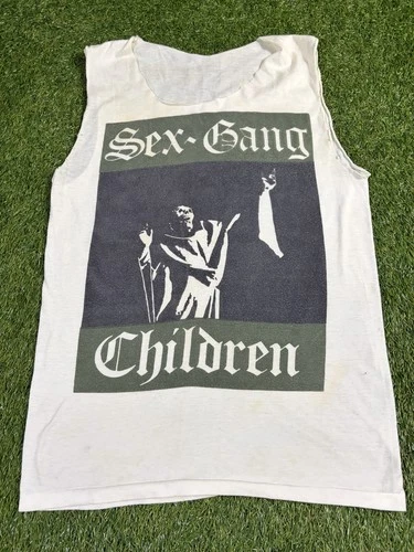 80s Sex Gang Children Band T Shirt Sz S UK English P 1980s vintage concert t-shirt, vintage, single stitch, B+ condition
