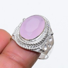 Pink Rose Quartz Gemstone 925 Sterling Silver Jewelry All Size Ring For Gift