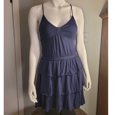 American Eagle Navy Ruffle Mini Dress M Balletcore Minimal Tiered Cotton Modal