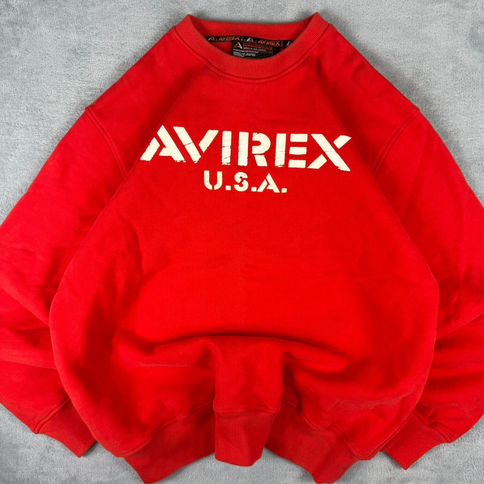 Vintage Avirex 1990's USA Red Heavyweight Size Large Pullover Sweatshirt image 3