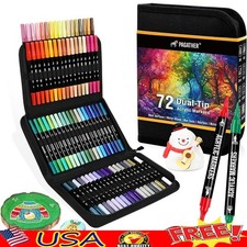 Dual-Tip Acrylic Markers 72 Colors Fine Brush Art Supplies Creative Tools New