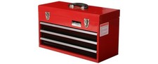 Halfords 3 Drawer Metal Portable Tool Storage Chest Unit - Red (Dented Side)