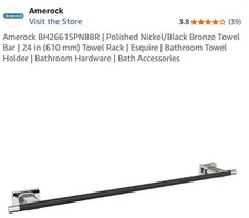 New Amerock 24" Towel Rail Rod Bar Polished Nickel/ Black Bronze