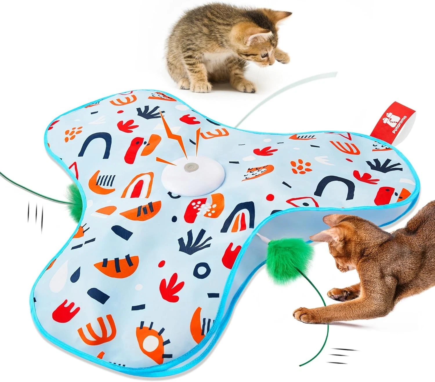 Potaroma Hide and Seek Interactive Cat Toy with Floral Cover and Moving Feather